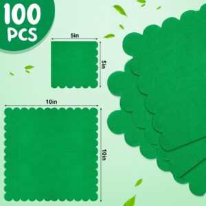 100 Pcs Scalloped Cocktail Napkins Thick Paper Napkins Disposable Party Napkins Beverage Napkins for Wedding Dinner Birthday Supplies, 5 x 5 Inches (Green)