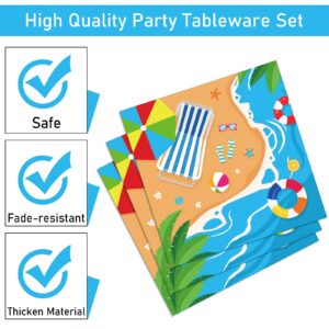 96 Pcs Beach Party Supplies Paper Plates Napkins Summer Beach Hawaiian Pool Party Birthday Decorations Favors for Kids Serves 24