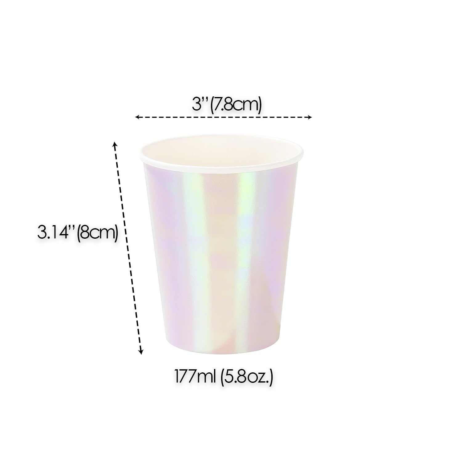 Talking Tables We Heart Pastel Iridescent Shiny Paper Cups for a Birthday Party, Unicorn Party, or Children's Party, Pink (12 Pack)