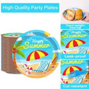 200 Pieces Beach Party Supplies Summer Birthday Party Decorations Disposable Paper Plates Napkins Forks Dinnerware Tableware Set Beach Party Decoration Favors For Kids Serves 50