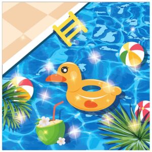 Pool Party Decorations,Summer Party Decorations,Beach Party Decorations Include Pool Party Plate,Dessert Plates,Cups,Napkins (16 Guests)