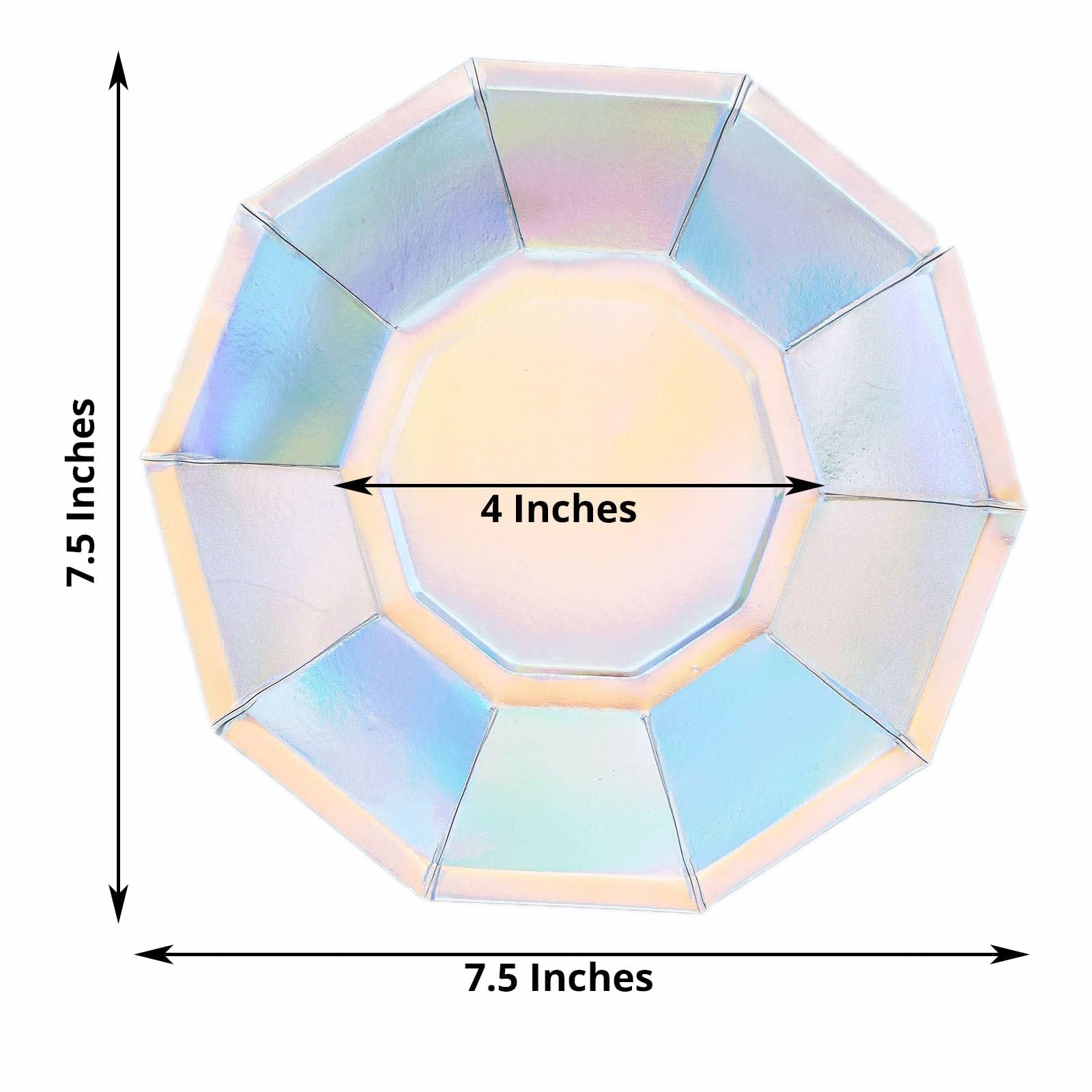 Efavormart 25 Pack | 7.5" Iridescent Decagonal Premium Dinner Paper Plates - 300 GSM for Wedding Receptions, Banquets, Catered Events