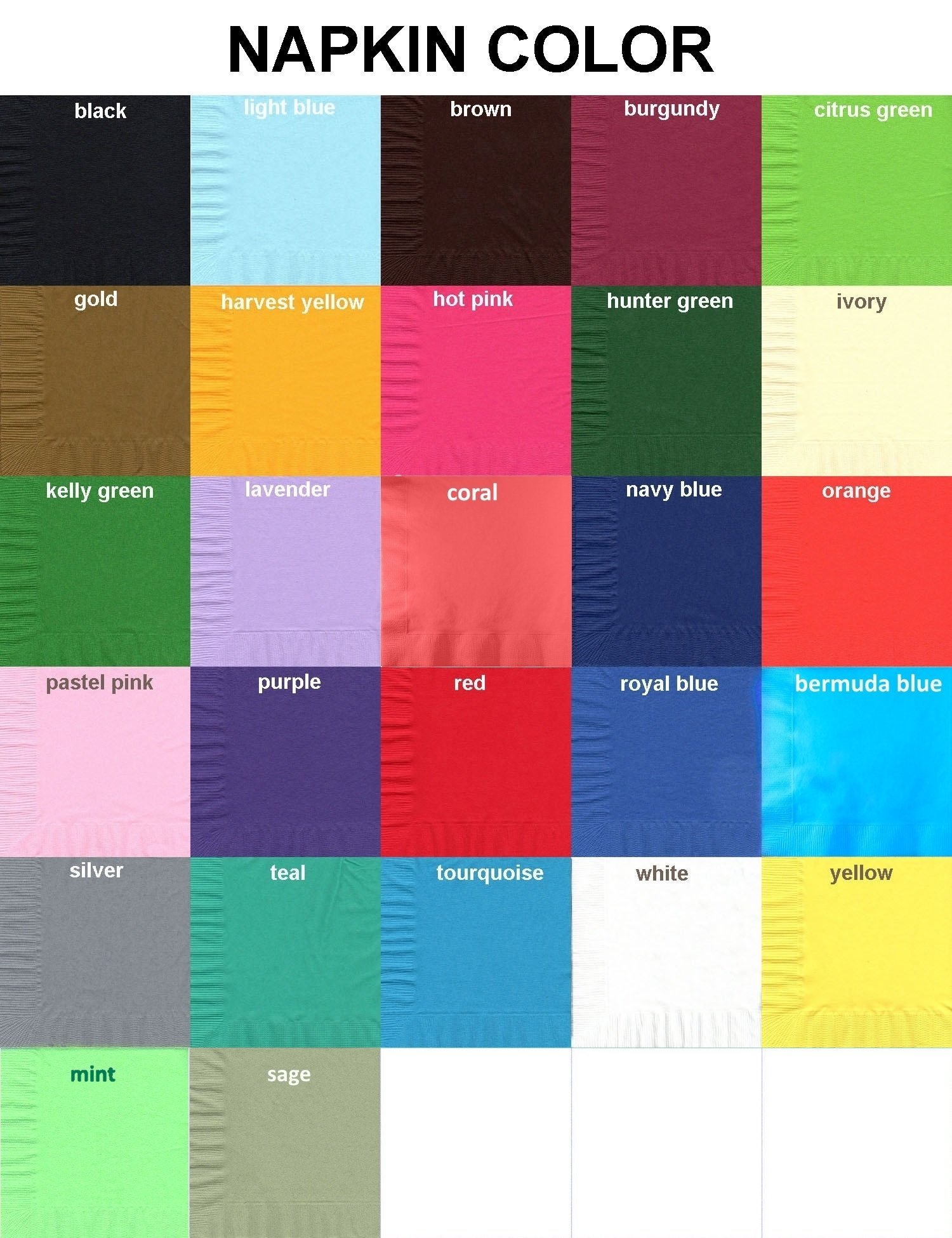 50 Plain Solid Colors Dinner Hand Towel Napkins Paper - Kelly Green