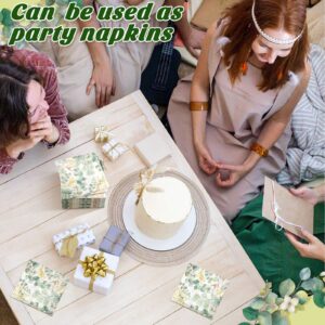 Disposable Hand Towels for Bathroom Eucalyptus Napkins Bathroom Napkins Guest Decorative Paper Hand Towels Floral Sage Green Napkins for Dinner Banquet Party Wedding Dinning Decor (120 Pcs)