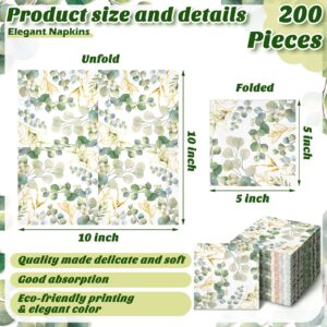 Disposable Hand Towels for Bathroom Eucalyptus Napkins Bathroom Napkins Guest Decorative Paper Hand Towels Floral Sage Green Napkins for Dinner Banquet Party Wedding Dinning Decor (120 Pcs)