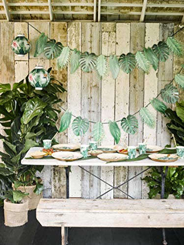 Talking Tables Pack of 50 Tropical Napkins Paper Palm Leaf Serviettes for Kid's Jungle Party, Hawaiian Theme, Luau, Summer, Dinosaur, Decoupage Green