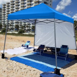 ABCCANOPY Stable Pop Up Beach Tent with Backpack Bag, 8 x 8 ft Base / 6 x 6 ft Top, Blue