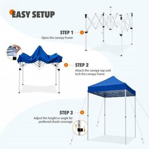 EAGLE PEAK 5x5 Pop Up Canopy Tent Instant Outdoor Canopy Easy Set-up Straight Leg Folding Shelter, Blue