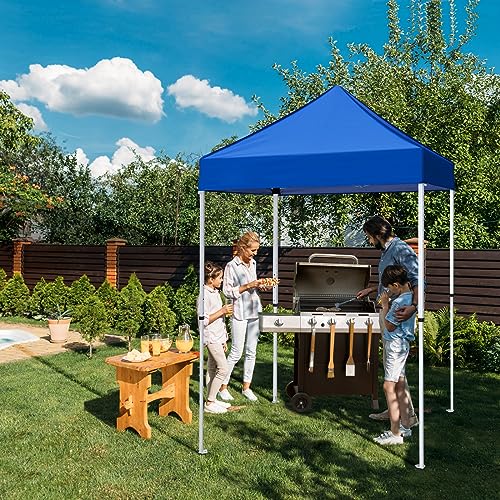 EAGLE PEAK 5x5 Pop Up Canopy Tent Instant Outdoor Canopy Easy Set-up Straight Leg Folding Shelter, Blue