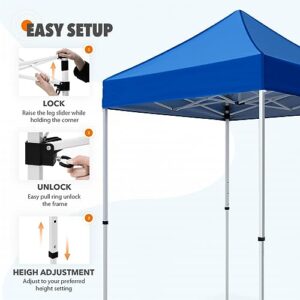 EAGLE PEAK 5x5 Pop Up Canopy Tent Instant Outdoor Canopy Easy Set-up Straight Leg Folding Shelter, Blue