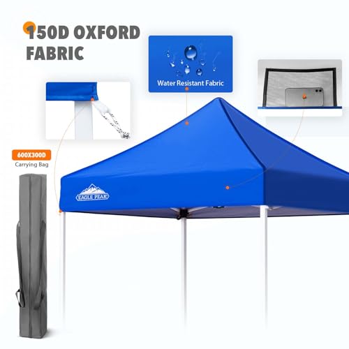 EAGLE PEAK 5x5 Pop Up Canopy Tent Instant Outdoor Canopy Easy Set-up Straight Leg Folding Shelter, Blue