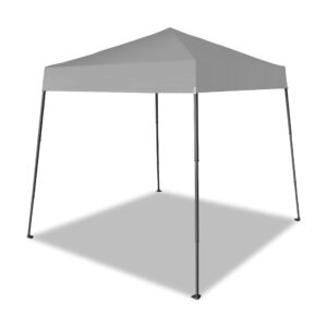 crown shades 8' x 8' base 6.5' x 6.5' top telescoping slant leg outdoor instant pop-up portable waterproof shade folding canopy with carry bag, gray