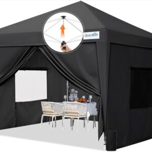 Quictent Privacy 8x8 Pop up Canopy Tent with Sidewalls and Roll-up Ventilated Windows, One Person Setup, Ez Outdoor Commercial Gazebo Shelter Enclosed Waterproof, Bonus 4 Sandbags (Black)