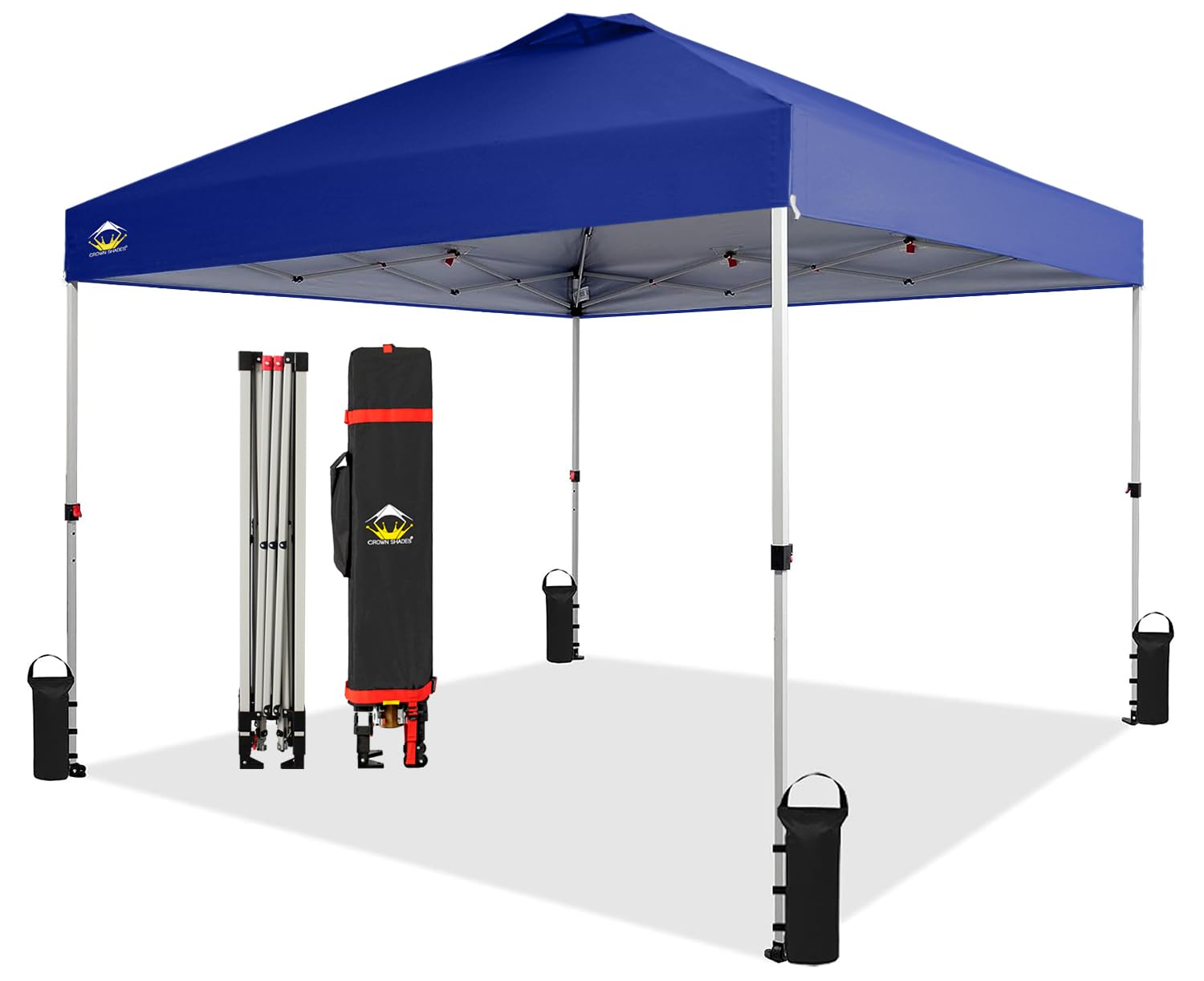 CROWN SHADES Canopy Tent 10x10 Pop Up Canopy Outdoor Shade, Easy Up Sun Shelter with One Person Set Up Center Lock, Portable Instant Tailgate Camping Beach Canopy Tents for Parties, Navy Blue