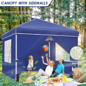 yoyomax 8'x 8' Pop Up Canopy Instant Folding Gazebo, Outdoor Lightweight Gazebo Shade Tent with Sidewalls and Windows Sun Protection, Ideal for Patio-Backyard-Deck (Blue)