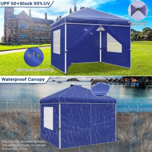 yoyomax 8'x 8' Pop Up Canopy Instant Folding Gazebo, Outdoor Lightweight Gazebo Shade Tent with Sidewalls and Windows Sun Protection, Ideal for Patio-Backyard-Deck (Blue)