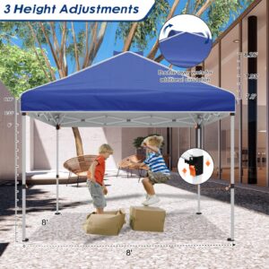 yoyomax 8'x 8' Pop Up Canopy Instant Folding Gazebo, Outdoor Lightweight Gazebo Shade Tent with Sidewalls and Windows Sun Protection, Ideal for Patio-Backyard-Deck (Blue)