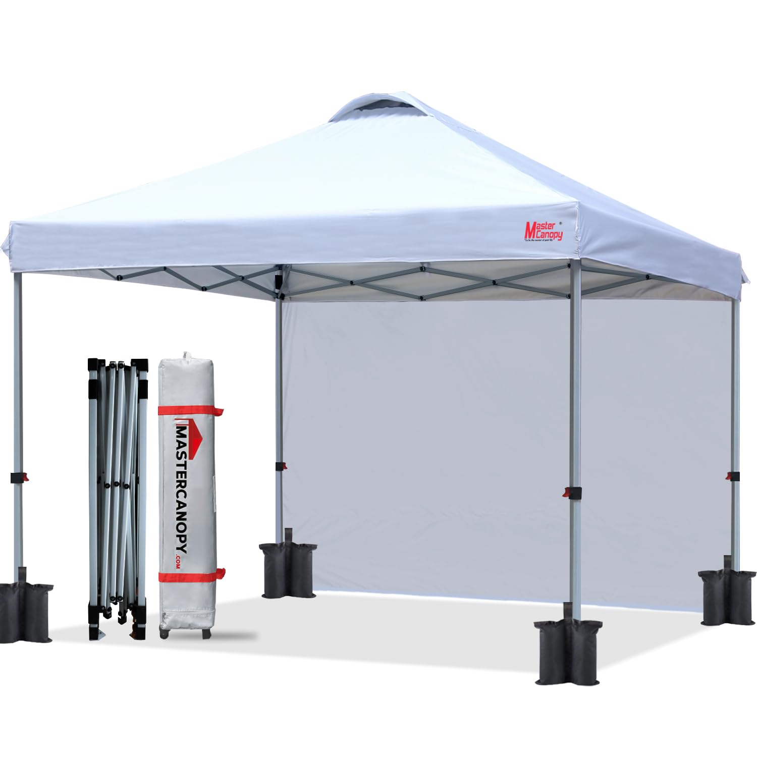 MASTERCANOPY Durable Pop-up Canopy Tent with 1 Sidewall (10'x10',White)