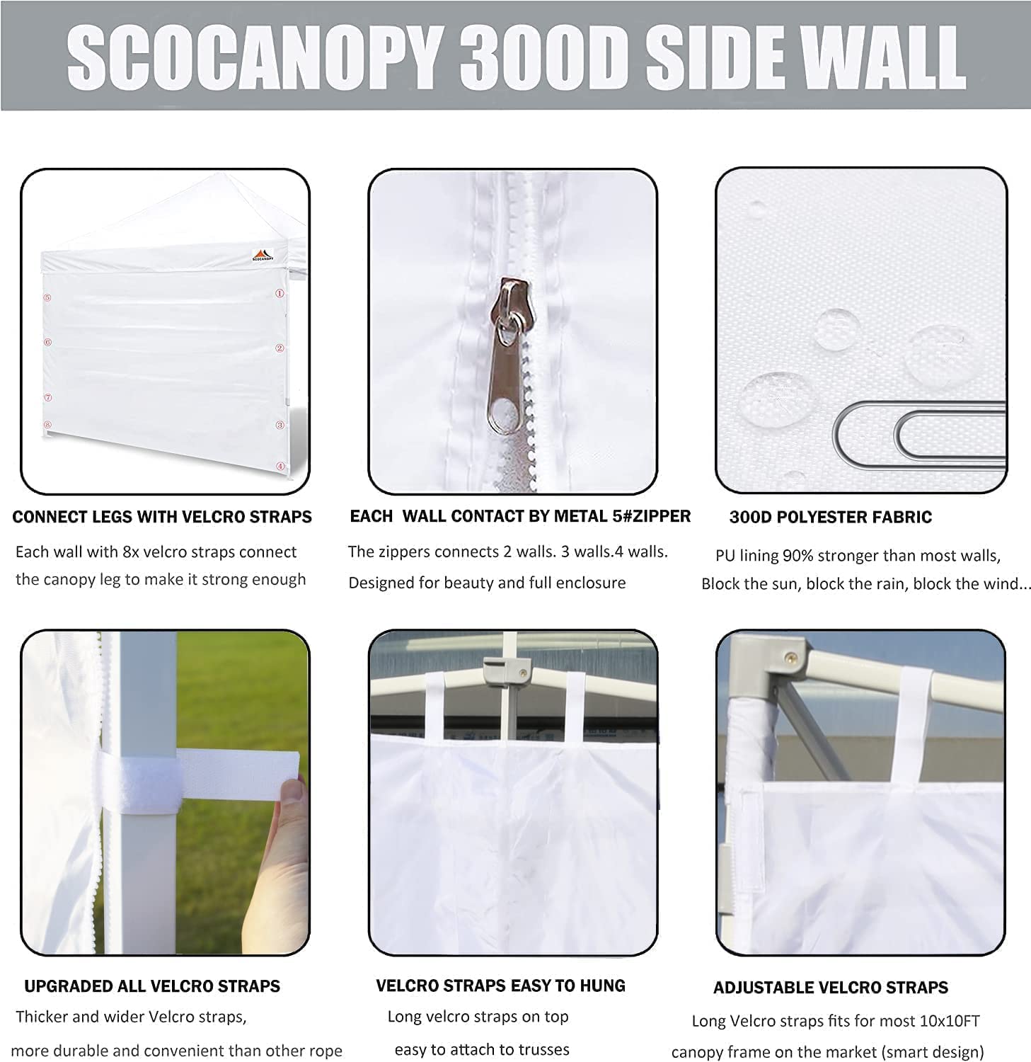 SCOCANOPY Door for 10x10 Canopy Frame One Central Zipper Design for Easy Entry and Exit,1 Pack Canopy Door Only,Beige