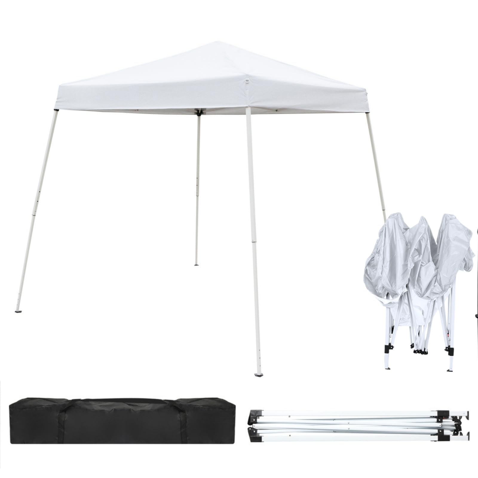 Outvita Canopy 7.8x7.8' Pop Up Commercial Instant Gazebo Tent, Waterproof & UV Protection Canopy Tent with Slant Legs for Party Wedding Birthday BBQ Events