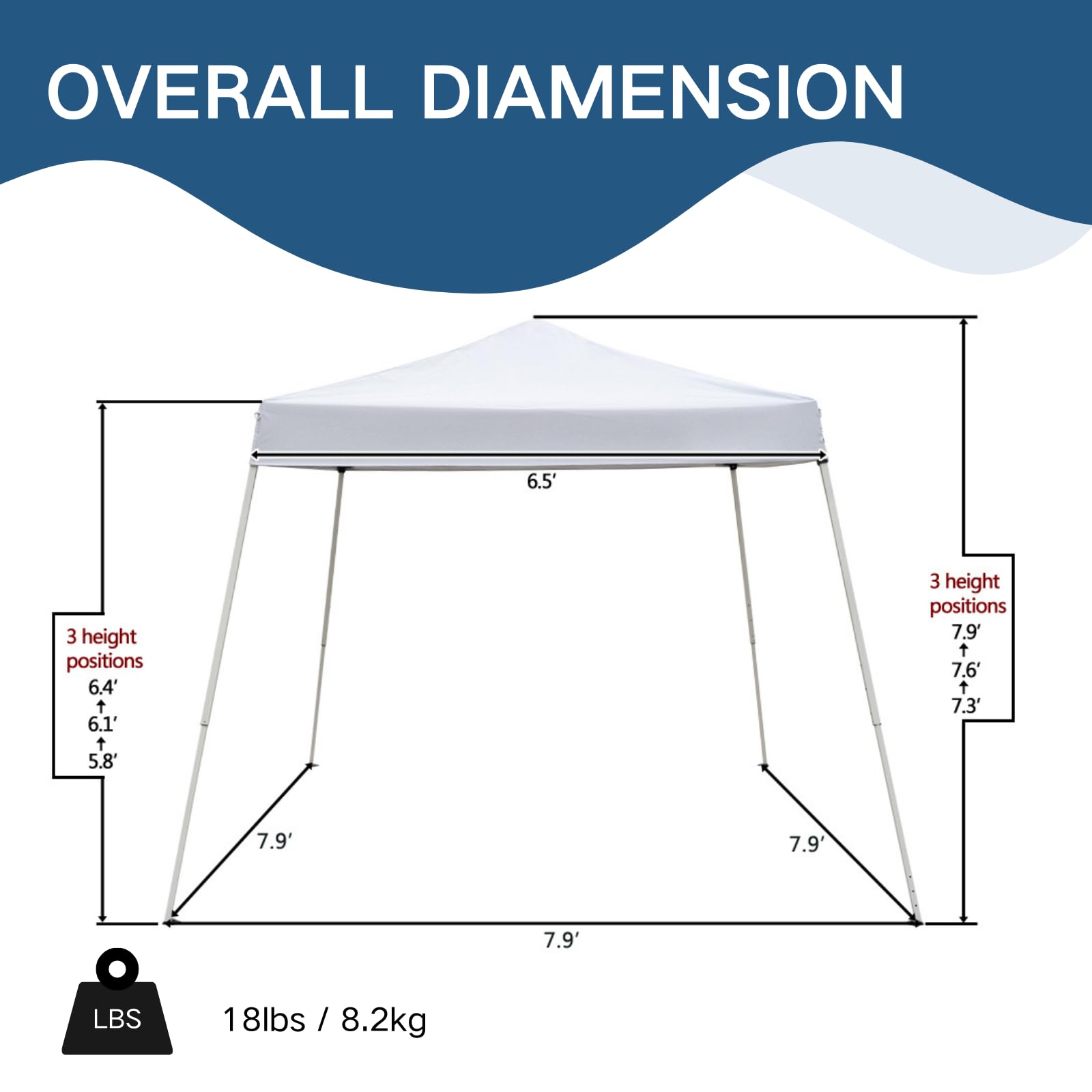 Outvita Canopy 7.8x7.8' Pop Up Commercial Instant Gazebo Tent, Waterproof & UV Protection Canopy Tent with Slant Legs for Party Wedding Birthday BBQ Events