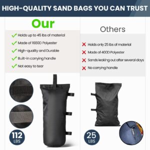 Yontuo Canopy Weight Bags, Heavy Duty 1680D Canopy Weights Sandbags for Instant Outdoor Canopy, Pop Up Sun Shelter, Gazebos, Sunshade Canopy Tent Weights Sand Bags Set of 4(No sand)