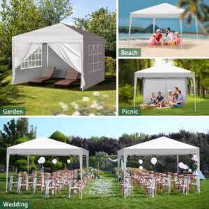 Outvita 10x10ft Ez Pop Up Canopy, Portable Instant Canopy Tent with 4 SideWalls for Outdoor Events, Party, Wedding, Birthday,Graduation