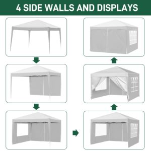 Outvita 10x10ft Ez Pop Up Canopy, Portable Instant Canopy Tent with 4 SideWalls for Outdoor Events, Party, Wedding, Birthday,Graduation