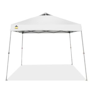 crown shades 11 feet base telescoping slant leg outdoor instant pop-up portable waterproof shade folding canopy with carry bag, white