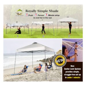 Crown Shades 11 Feet Base Telescoping Slant Leg Outdoor Instant Pop-Up Portable Waterproof Shade Folding Canopy with Carry Bag, White