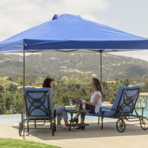 Crown Shades 10 x 10 Foot Adjustable Outdoor Instant Pop Up Tent Portable Waterproof Folding Camping Beach Shade Canopy Shelter with Carry Bag, Blue