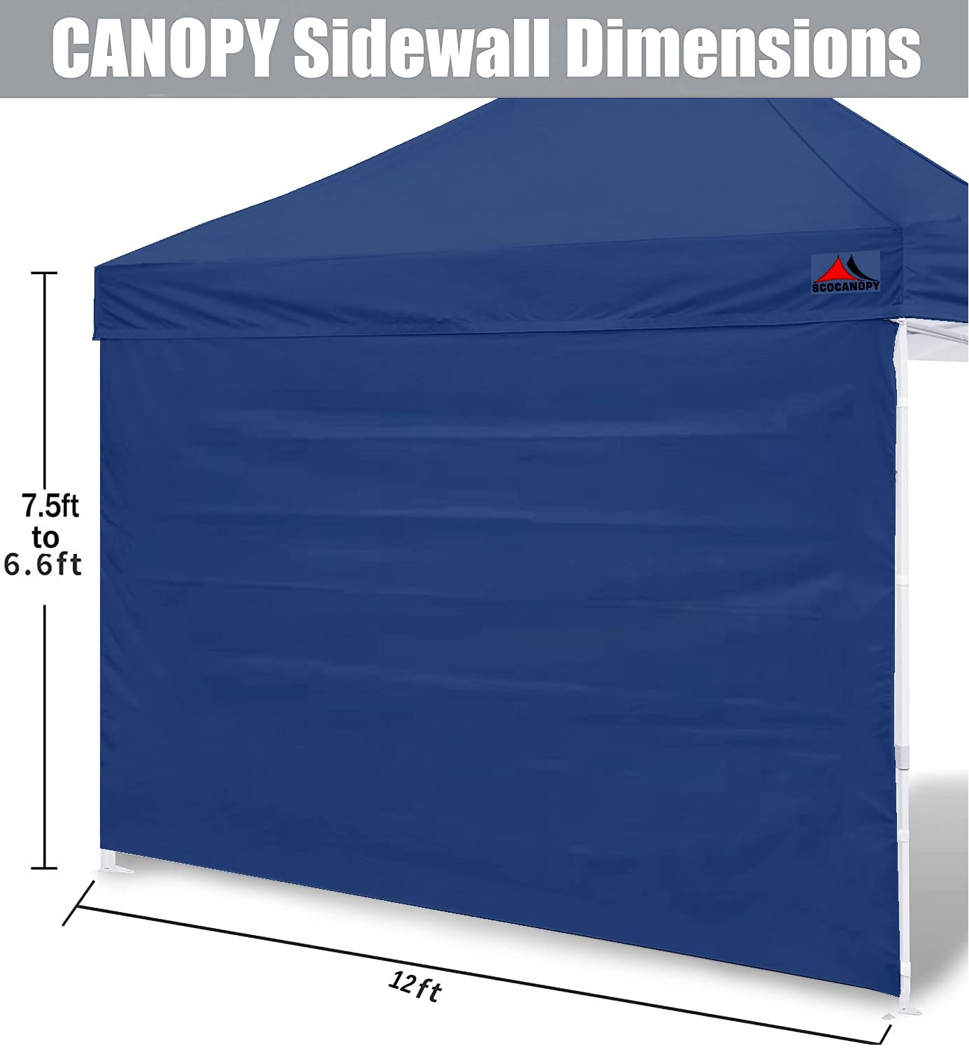 SCOCANOPY SunWall for 12x12 Pop Up Canopy Frame, 3 Pack SideWall Only (Navy Blue)