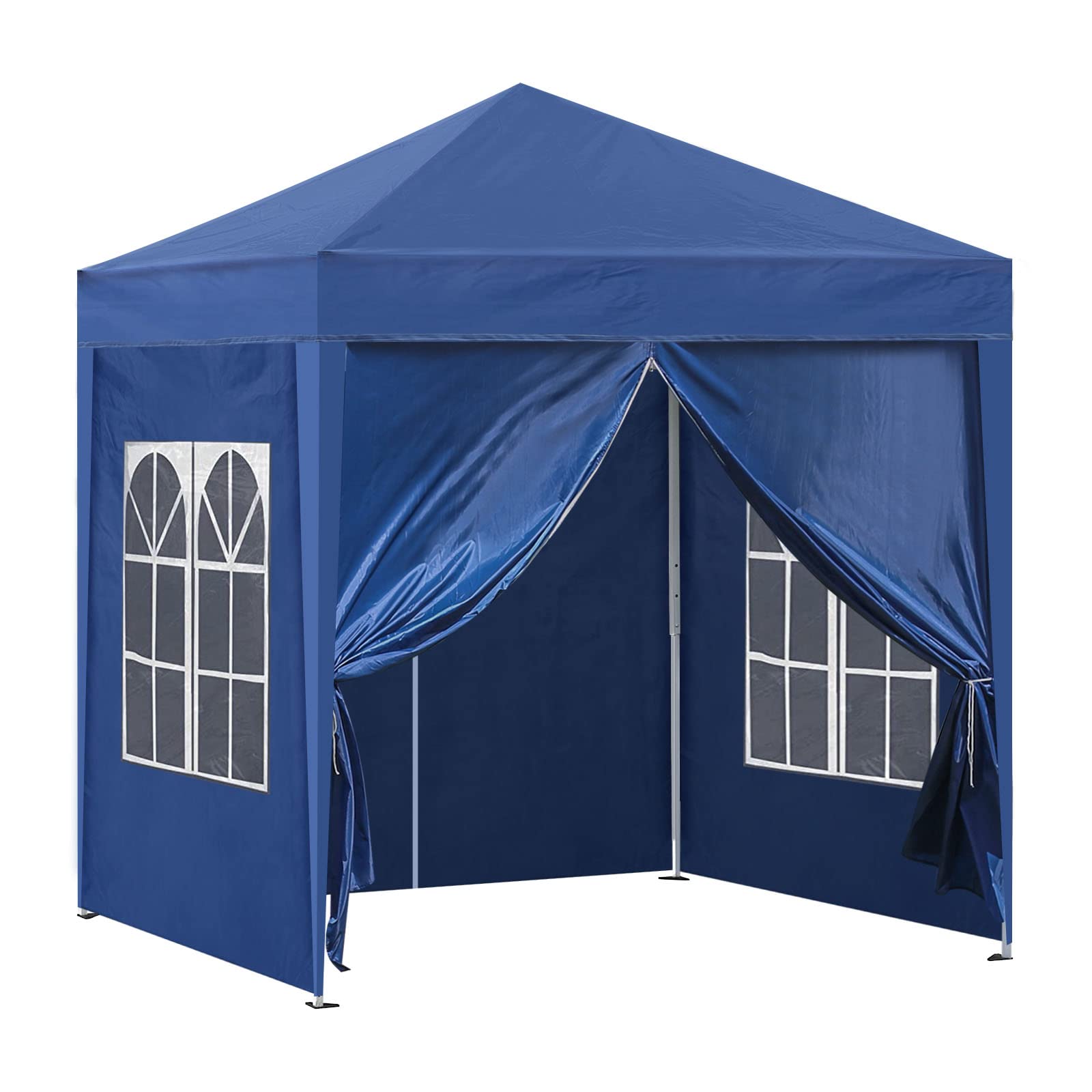 TUKAILAi Portable 10x10ft Pop Up Gazebo, Instant Canopy Water-resistant Anti-UV Shelter with 4 Side Panels & Carry Bag, Steel Frame Tent for Outdoor Camping Party Event Four Seasons (Blue)