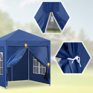 TUKAILAi Portable 10x10ft Pop Up Gazebo, Instant Canopy Water-resistant Anti-UV Shelter with 4 Side Panels & Carry Bag, Steel Frame Tent for Outdoor Camping Party Event Four Seasons (Blue)