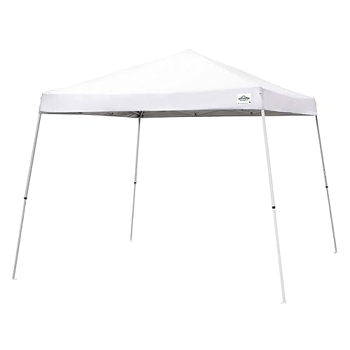 Caravan Canopy V Series 12 by 12 Foot Outdoor Shade Instant Canopy Kit with Steel Frame and 150D Polyester Canopy Top, 3 Leg Height Settings, White