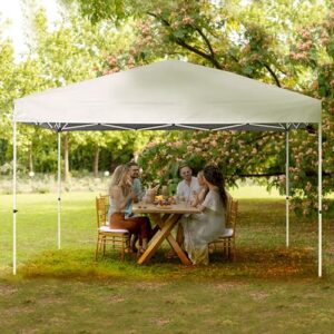 Caravan Canopy V Series 12 by 12 Foot Outdoor Shade Instant Canopy Kit with Steel Frame and 150D Polyester Canopy Top, 3 Leg Height Settings, White