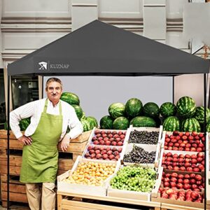 Kuznap 12’x12’ Pop up Canopy Tent Patented EZ Set up Instant Outdoor Canopy with Sidewall Bonus 4 Weight Sandbags, 8 Stakes and 4 Ropes, Grey