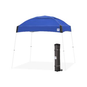 e-z up dome instant shelter canopy, 10' x 10', vented top with wide-trax roller bag & 4 piece spike set, royal blue