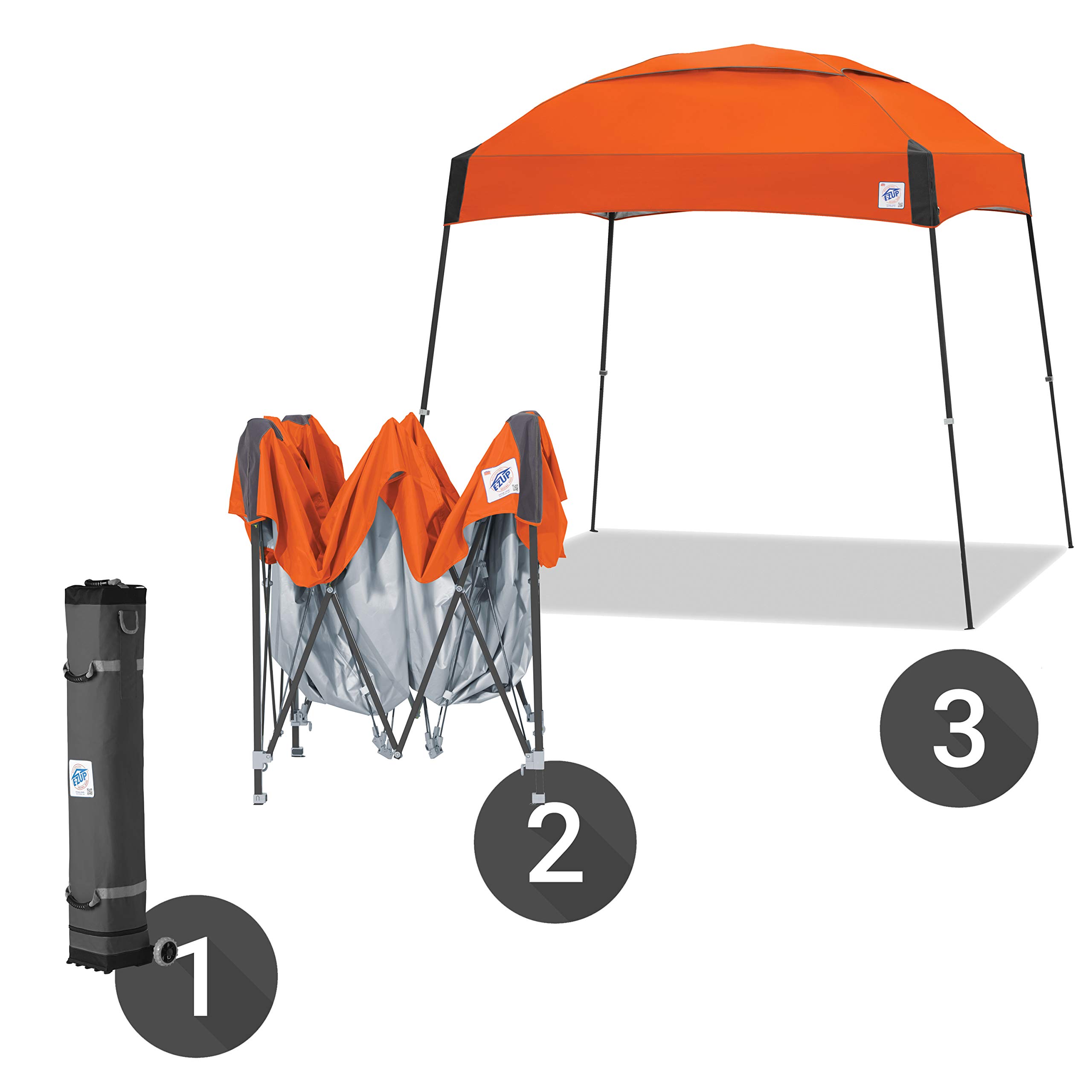 E-Z UP Dome Instant Shelter Canopy, 10' x 10', Vented Top with Wide-Trax Roller Bag & 4 Piece Spike Set, Royal Blue