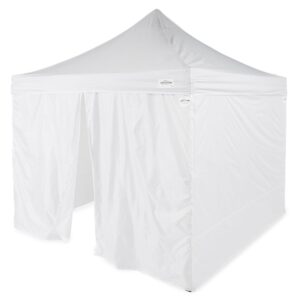 Caravan Canopy V-Series 12 x 12' Tent Sidewalls with V-Series 2 12 x 12' Pop-Up Tent Slanted Leg Instant Canopy & 4 6-Pound Cement Weight Plates