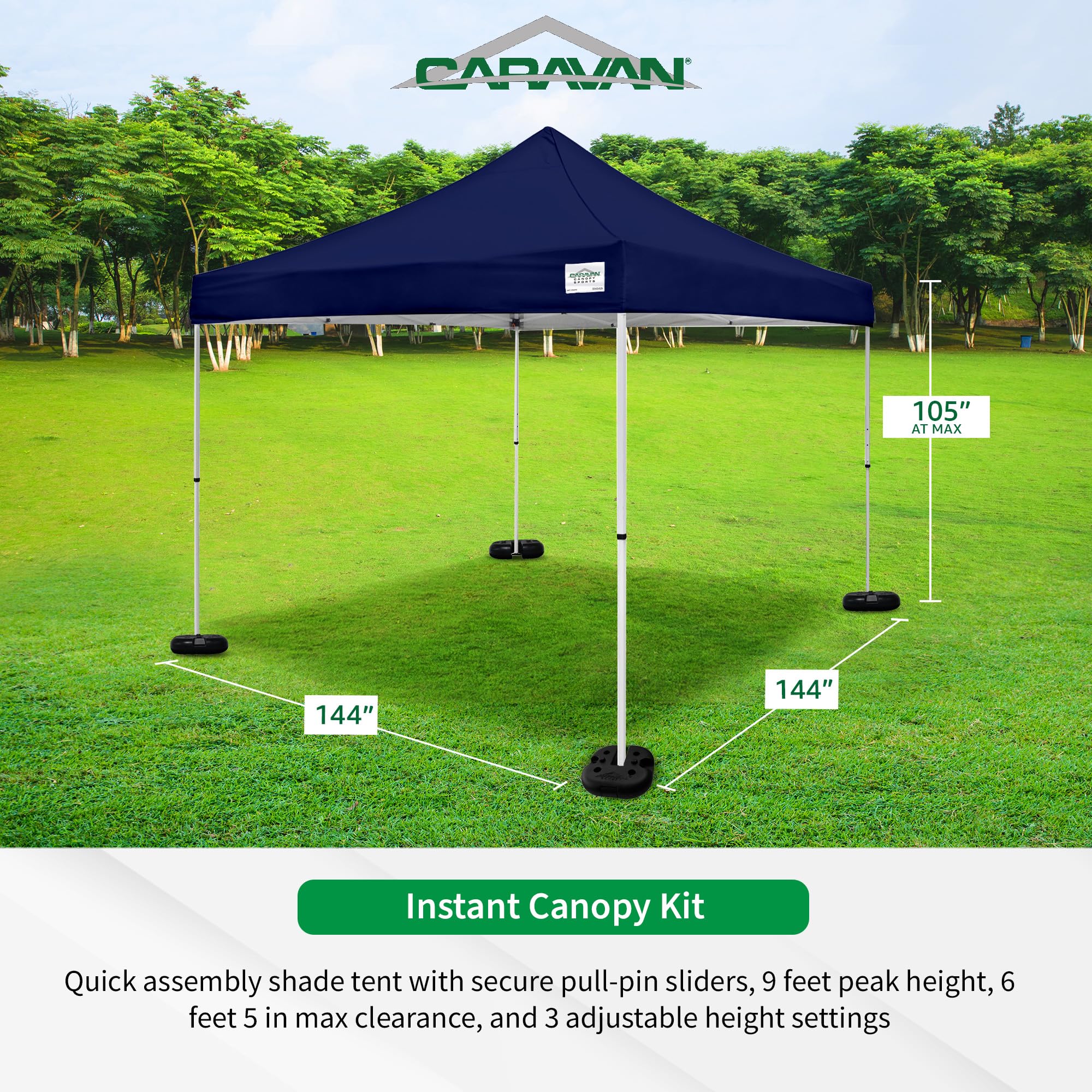 Caravan Canopy V-Series 12 x 12' Tent Sidewalls with V-Series 2 12 x 12' Pop-Up Tent Slanted Leg Instant Canopy & 4 6-Pound Cement Weight Plates