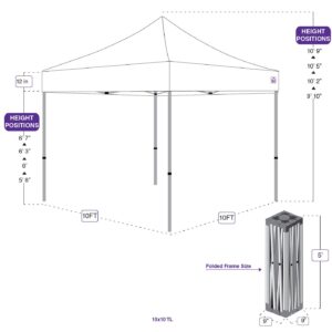 Impact 10' x 10' Pop Up Canopy Tent, Recreational Grade Steel Frame Includes 4 Weight Bags and Roller Bag, White