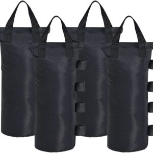 CACTIYE Canopy Weight Bags for Pop up Canopy Tent, Sand Bags Leg Weights for Instant Outdoor Sun Shelter Canopy Legs, 4-Pack (Bags Only, Sand Not Included) (Round-4PCS-7.9x19.7 INCH, Black)