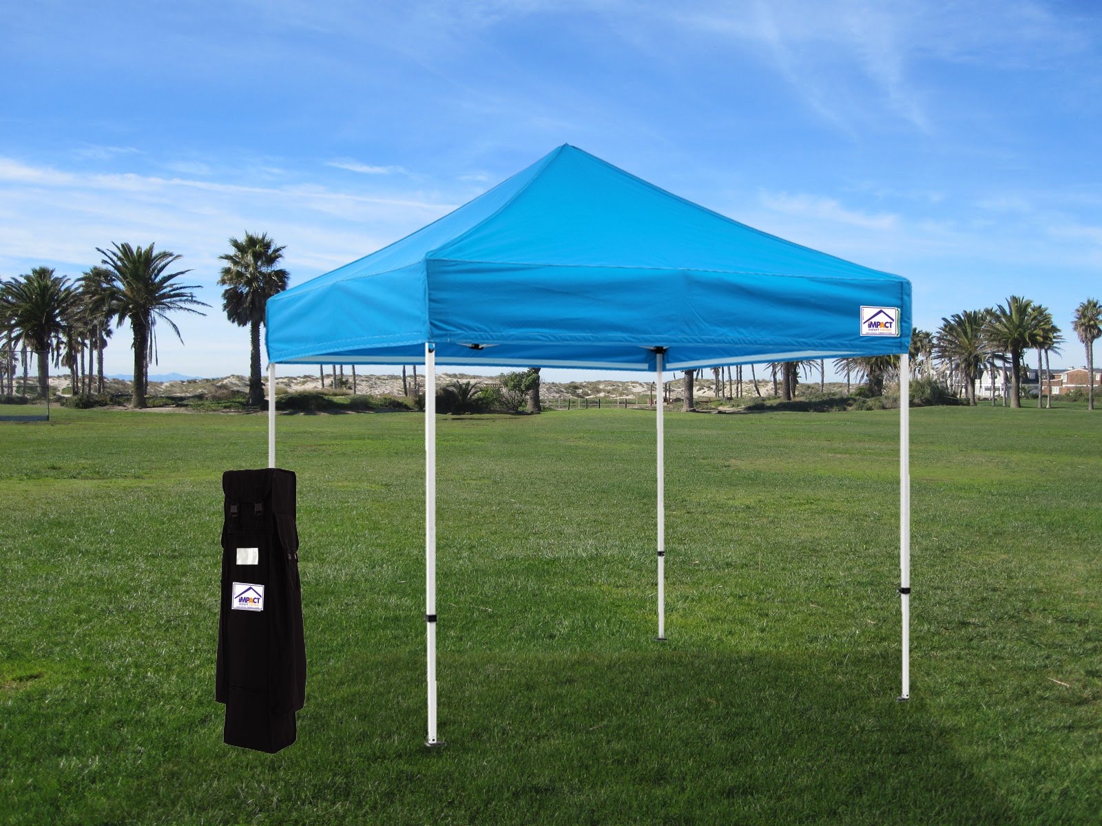 Impact 10' x 10' Pop Up Canopy Tent with Sidewalls, Commercial Grade Steel Frame, Includes 4 Sidewalls, Weight Bags and Rollerbag, Royal Blue