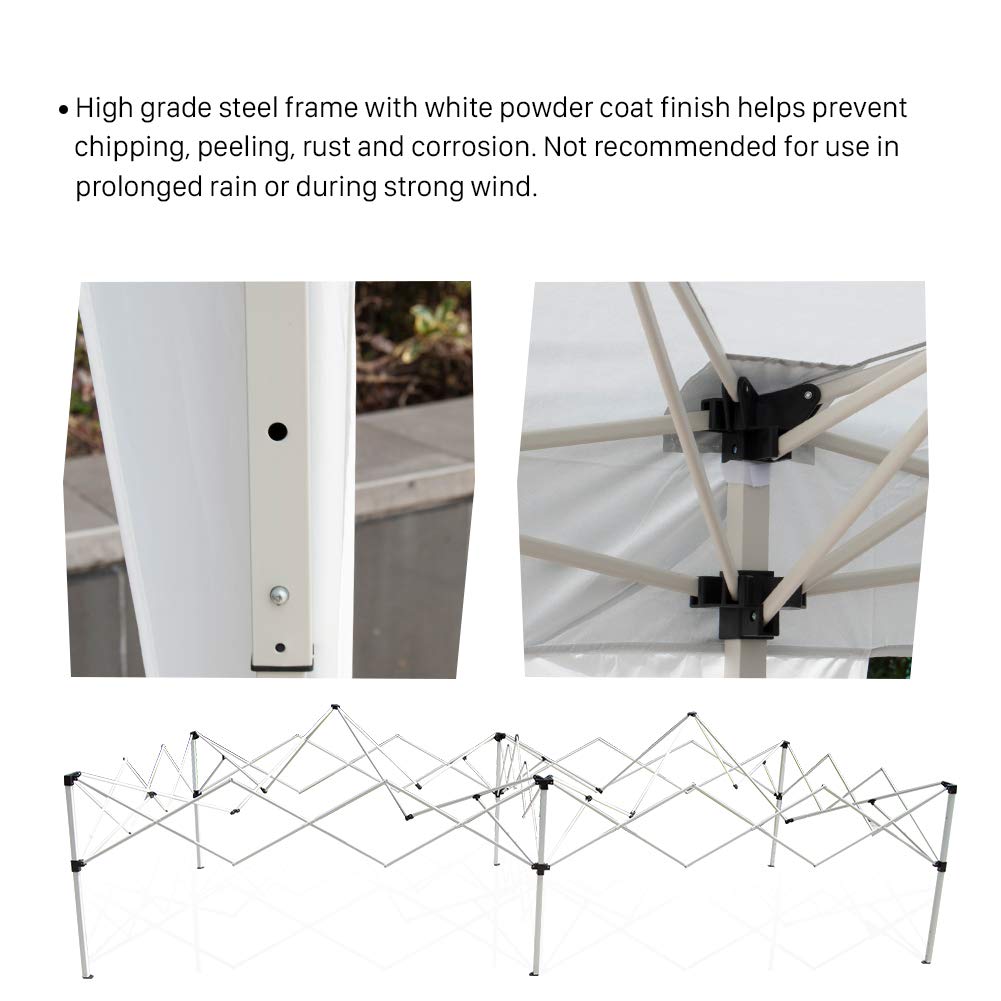 Polar Aurora 10' X 20' Easy Pop up Canopy Party Tent Outdoor Patio Wedding Party Tent Folding Waterproof w/ 4 Removable Sidewalls and Portable Bag - White