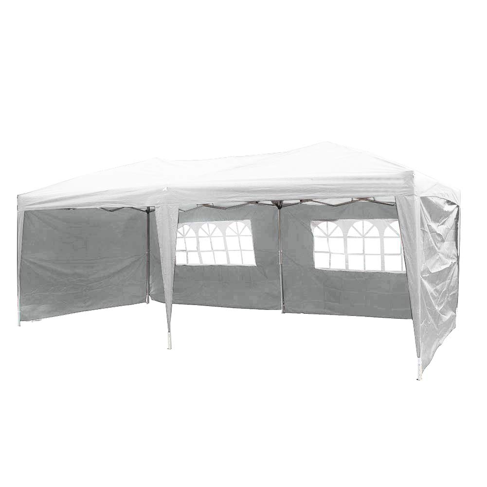 Polar Aurora 10' X 20' Easy Pop up Canopy Party Tent Outdoor Patio Wedding Party Tent Folding Waterproof w/ 4 Removable Sidewalls and Portable Bag - White