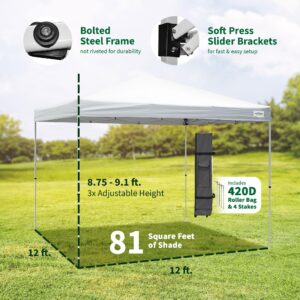 Caravan Canopy V-Series 12 x 12' Tent Sidewalls with V-Series 2 12 x 12' Pop-Up Tent Slanted Leg Instant Canopy & 4 6-Pound Cement Weight Plates