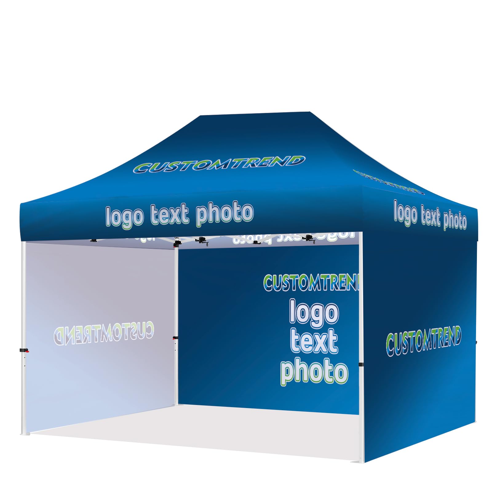 Custom Tents 10x15 with Logo, Custom Canopy Tent 10x15 with Logo, Personalized Pop Up Tent Canopy for Tradeshow Outdoor Events Advertising, Roller Bag Included (3 Full Walls)