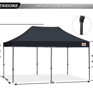 ABCCANOPY Patio Pop Up Canopy Tent 10x20 Commercial-Series(Black)