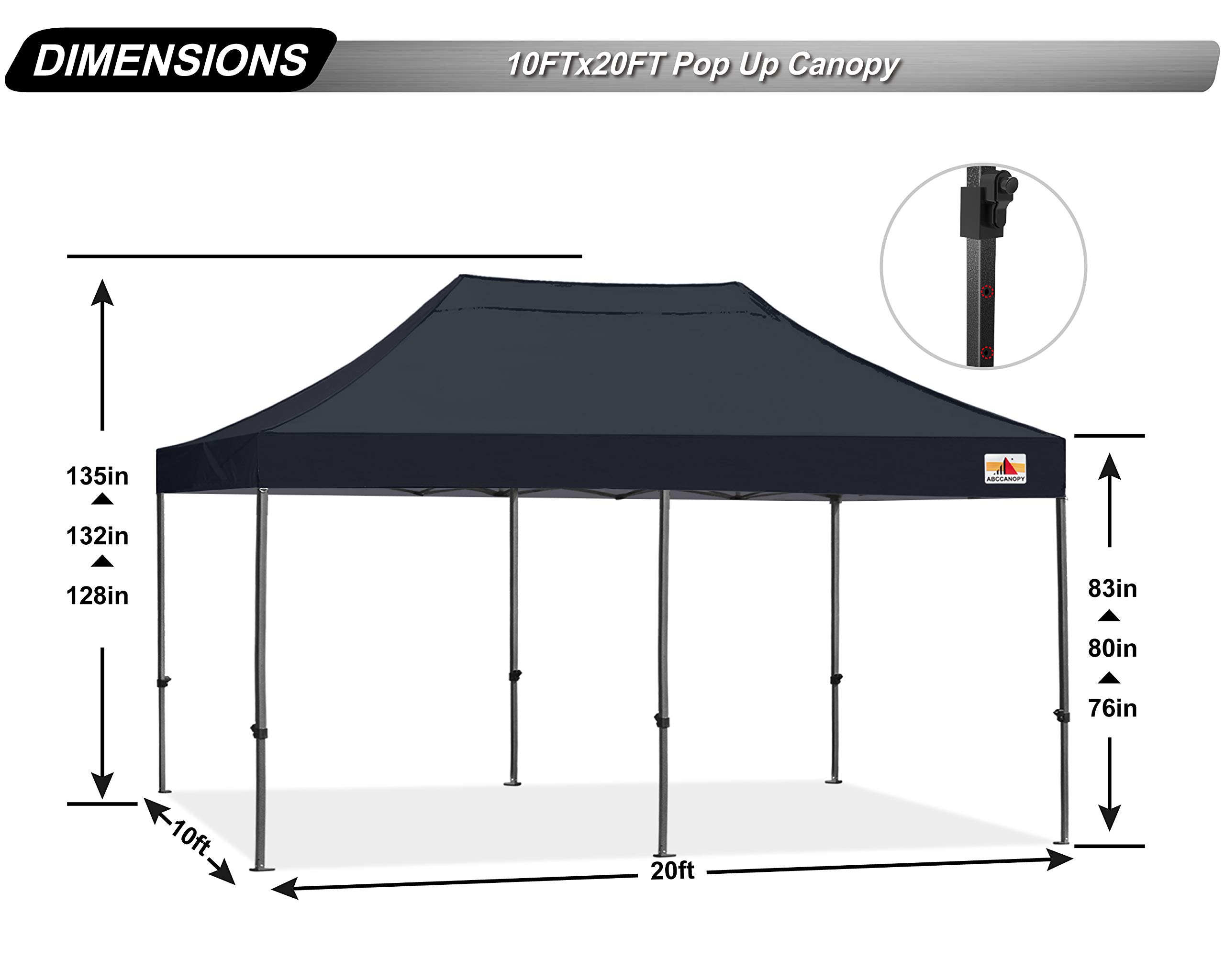 ABCCANOPY Patio Pop Up Canopy Tent 10x20 Commercial-Series(Black)